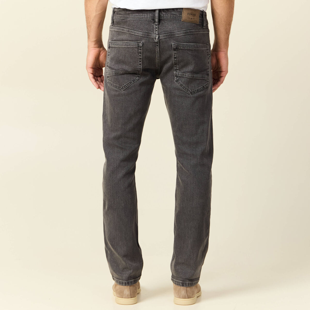 Jeans straight 5 poches denim gris homme