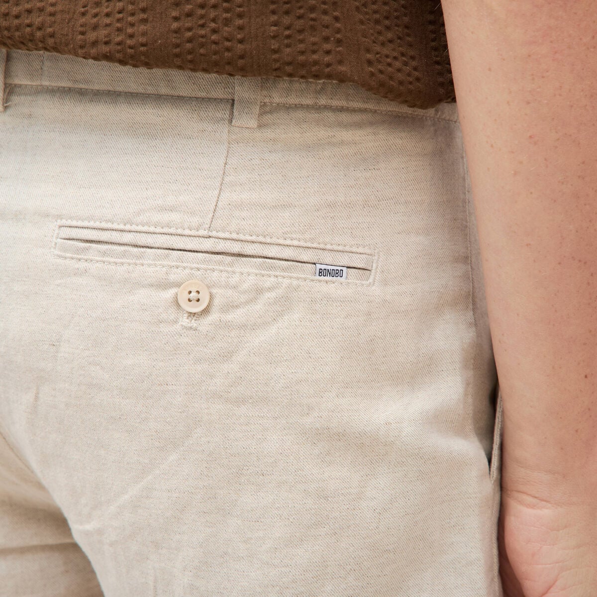 Chino coupe droite longueur 32 ecru homme
