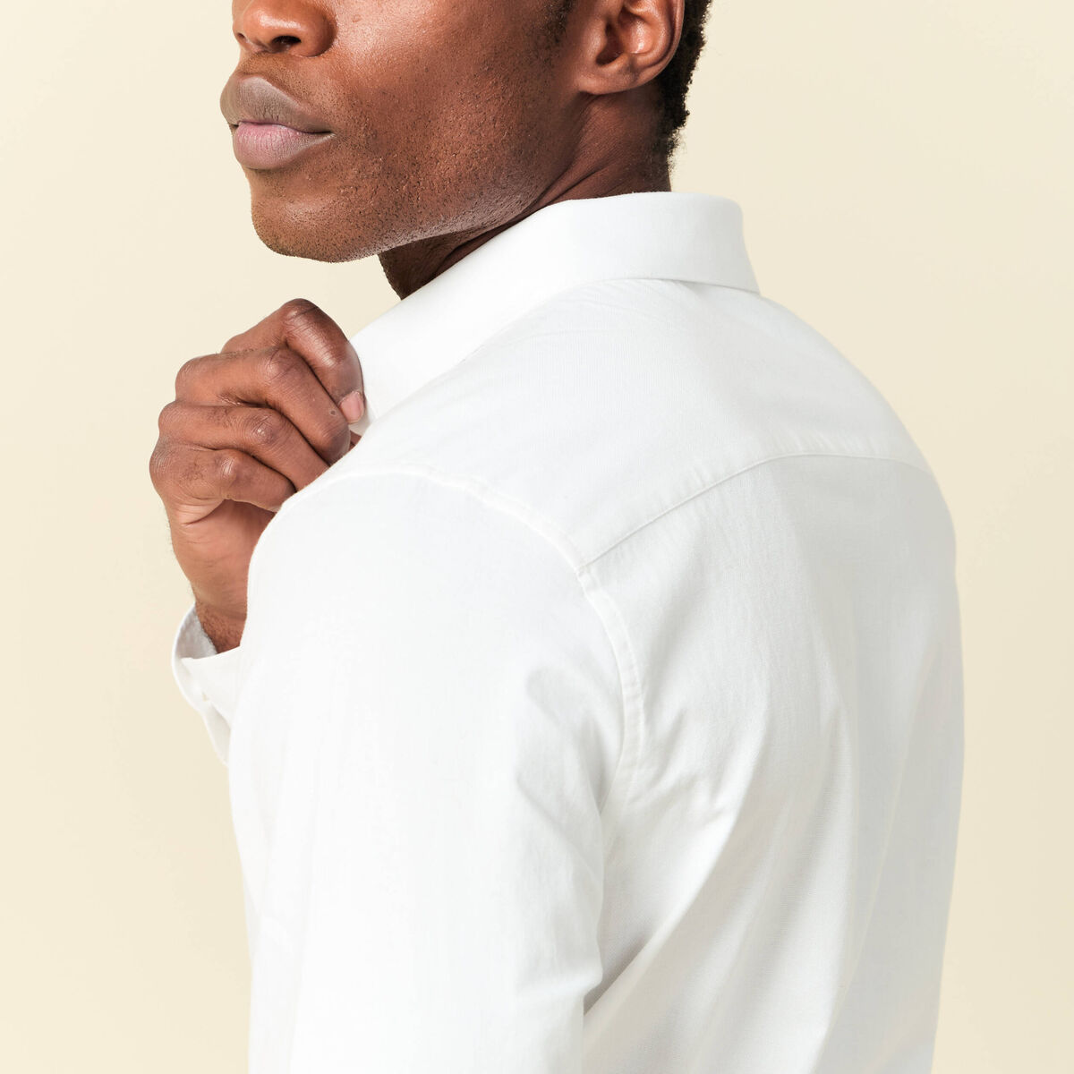 Chemise droite courte col am&eacute;ricain blanc homme