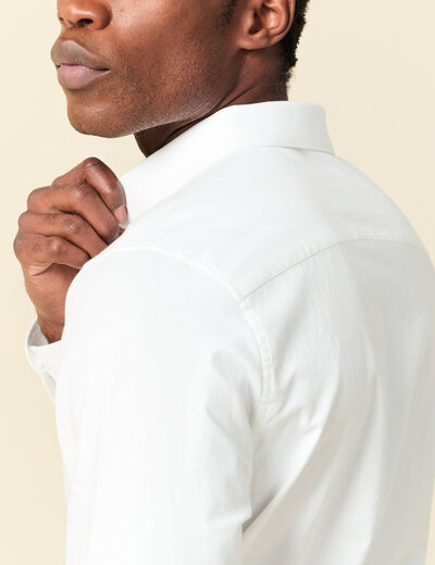 Chemise droite courte col am&eacute;ricain blanc homme