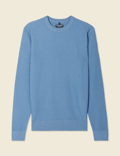 Pull fin col rond manches longues bleu gris homme