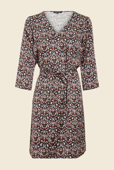 Robe droite à coulisse noir femme