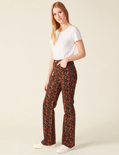 Pantalon bootcut taille haute noir femme