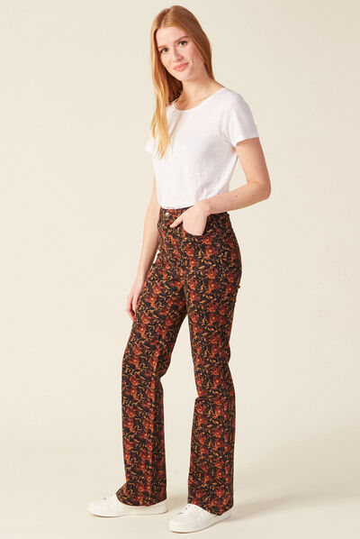 Pantalon bootcut taille haute noir femme