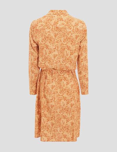 Robe &eacute;vas&eacute;e manches longues 3/4 camel femme
