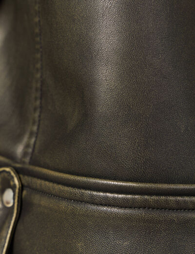 Blouson simili cuir marron femme