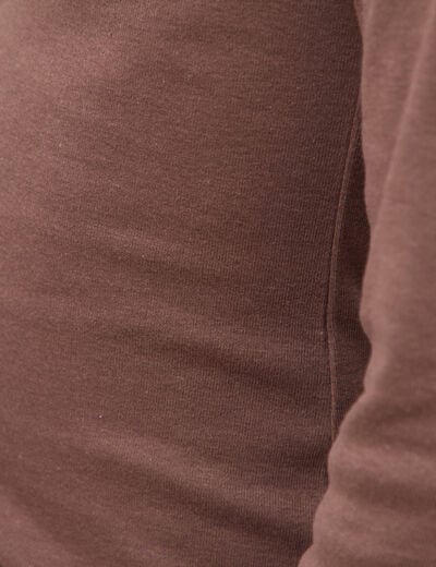 T-shirt cintr&eacute; manches longues col rond marron femme
