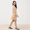 Robe manches longues doubl&eacute;e beige femme