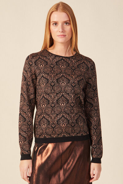 Pull manches longues rouge foncé femme