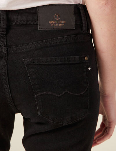 Jeans girlfriend taille haute denim noir femme