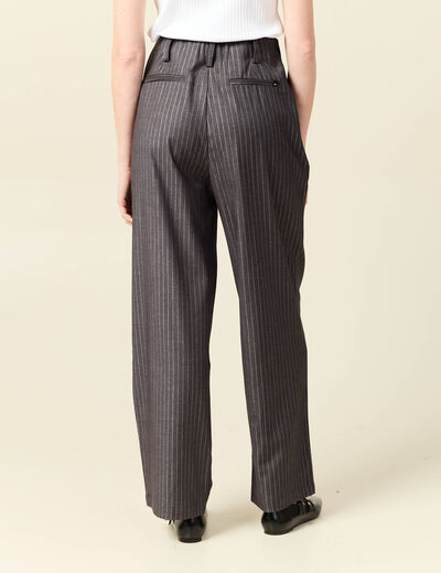 Pantalon large taille haute gris foncé femme