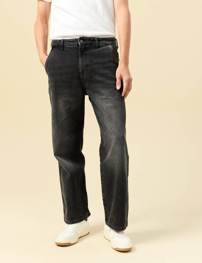 Jeans loose longueur 32 en coton denim noir homme
