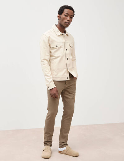 Jeans slim 5 poches sable homme