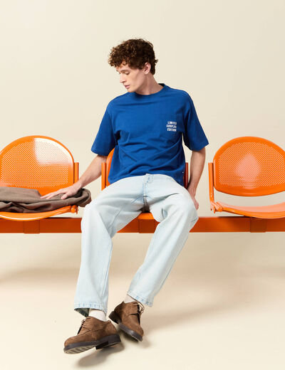 T-shirt oversize en coton bleu roi homme
