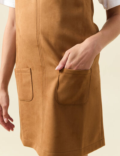 Robe manches tr&egrave;s courtes marron femme