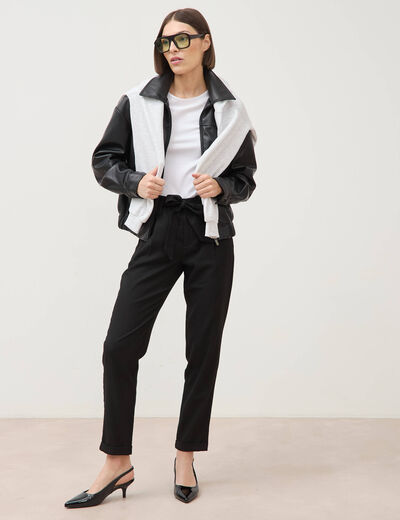 Pantalon paperbag noir femme