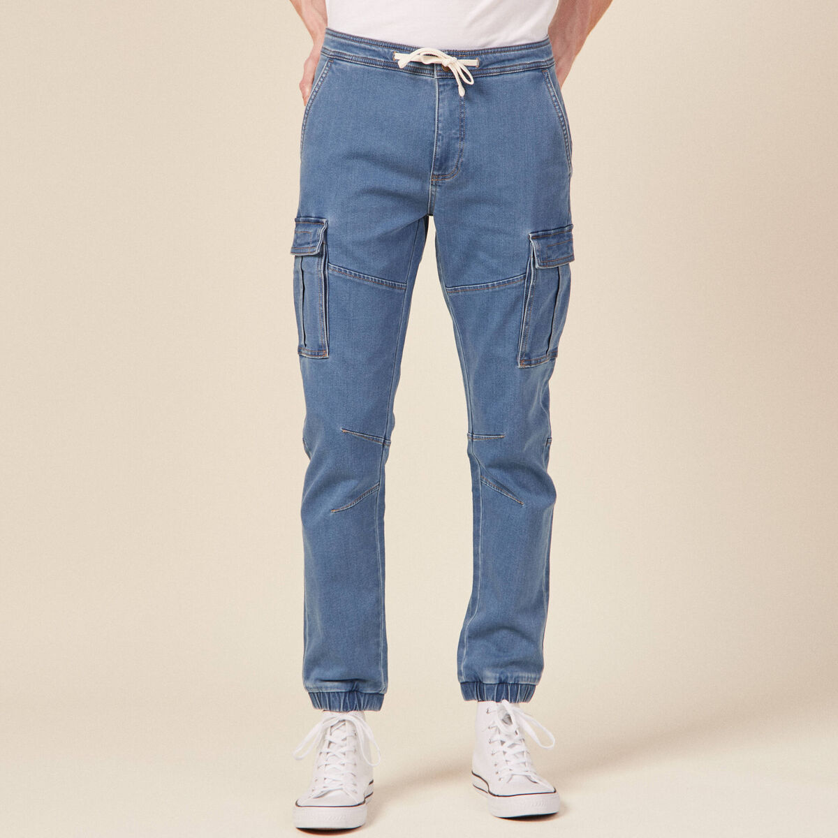 Jeans battle à coulisse denim used homme