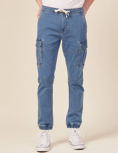 Jeans battle à coulisse denim used homme