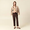 Gilet col V manches longues n&oelig;uds beige femme