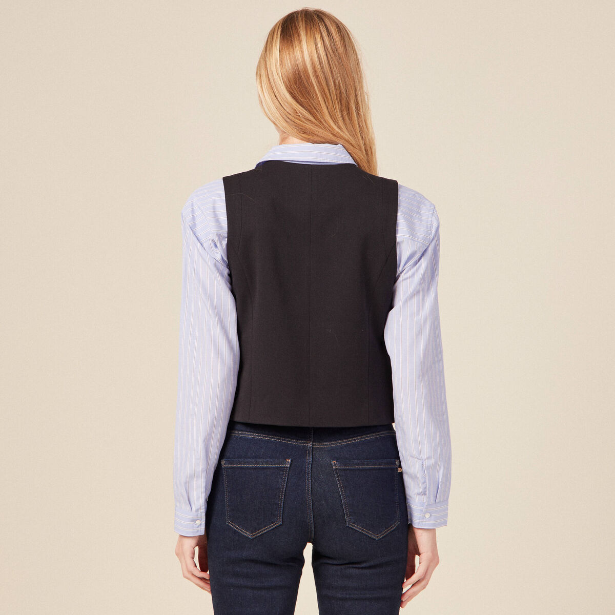 Veston boutonné noir femme