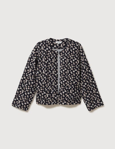 Gilet matelass&eacute; col rond noir femme