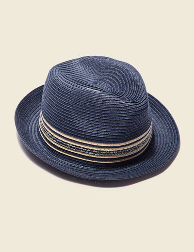 Chapeau trilby tressé bleu marine homme