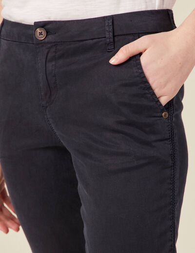 Chino 7/8&egrave;me taille standard bleu fonc&eacute; femme