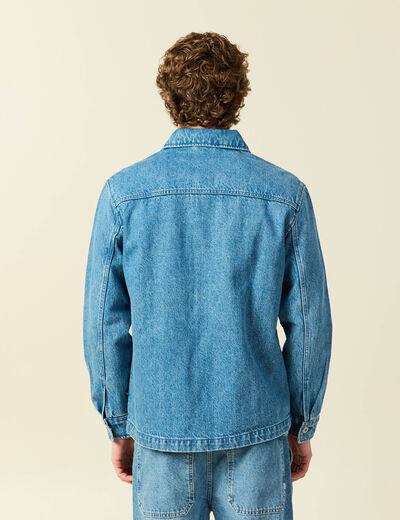 Surchemise en jeans coton coupe droite denim double stone homme