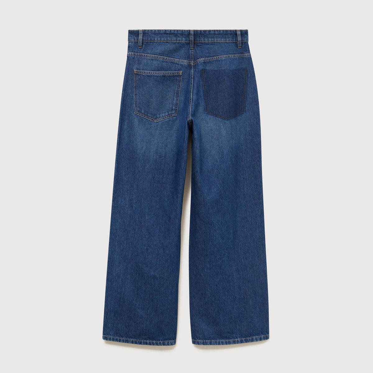 Jeans loose taille haute en coton denim stone femme