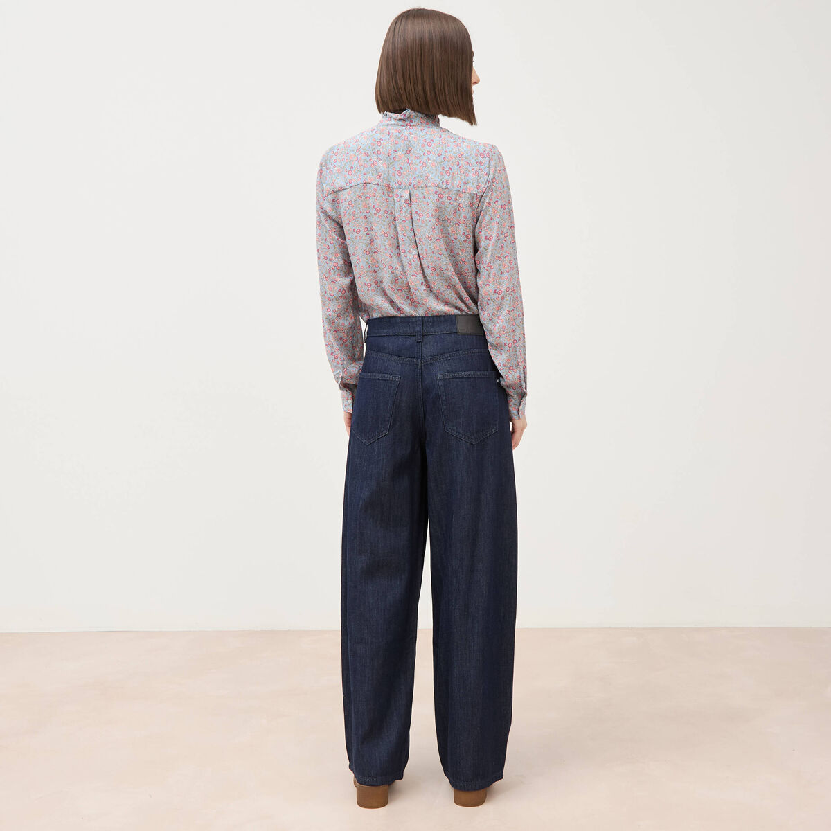 Jeans slouchy ceinture taille standard denim brut rinse femme