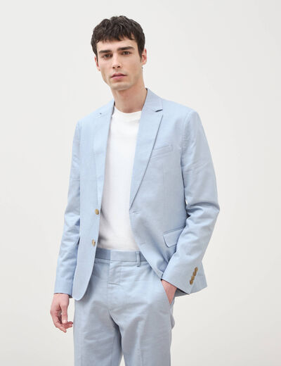Blazer manches longues col classique bleu gris homme