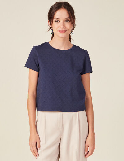 T-shirt manches courtes bleu marine femme