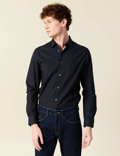 Chemise en coton manches longues bleu homme