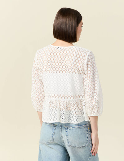 Chemise cintrée courte manches 3/4 ecru femme