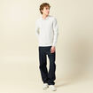 Pull fin en coton &agrave; capuche ecru homme