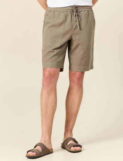 Short droit à coulisse vert kaki homme
