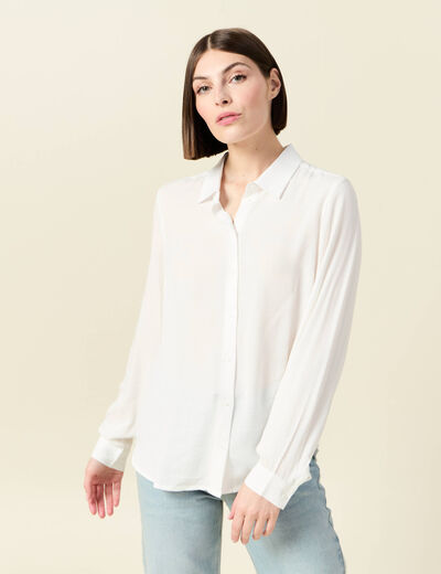 Chemise manches longues fluide blanc femme