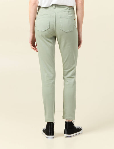 Pantalon skinny push-up 7/8ème vert olive femme