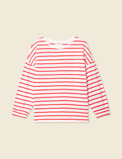 T-shirt manches 3/4 rouge femme