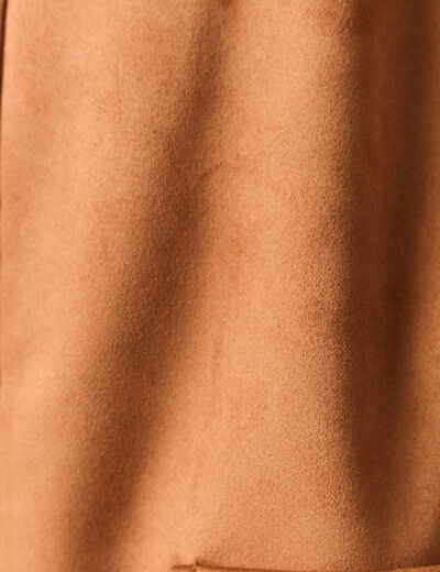 Veste manches longues col classique camel femme