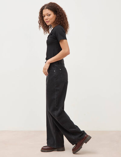 Jeans loose en coton denim gris femme