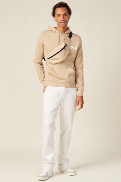 Sweat à capuche beige homme