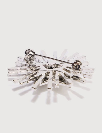 Broche avec strass couleur argent femme
