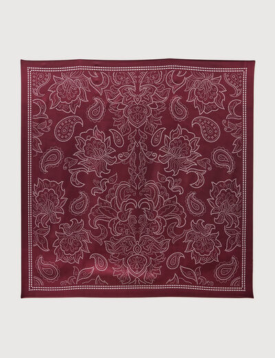 Foulard satin&eacute; bordeaux femme