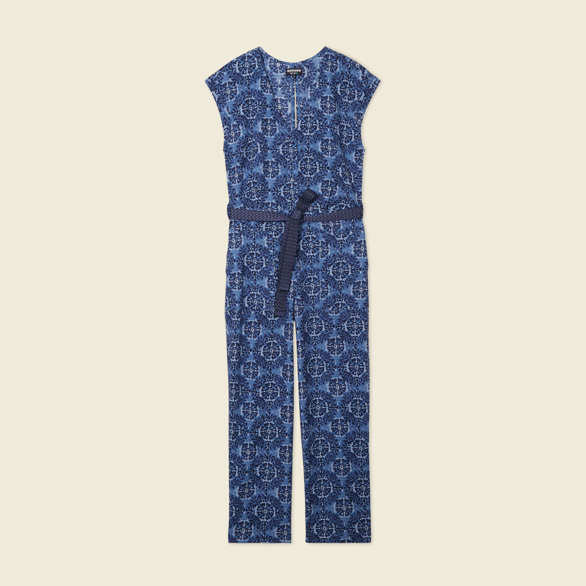 Combinaison salopette manches courtes bleu femme