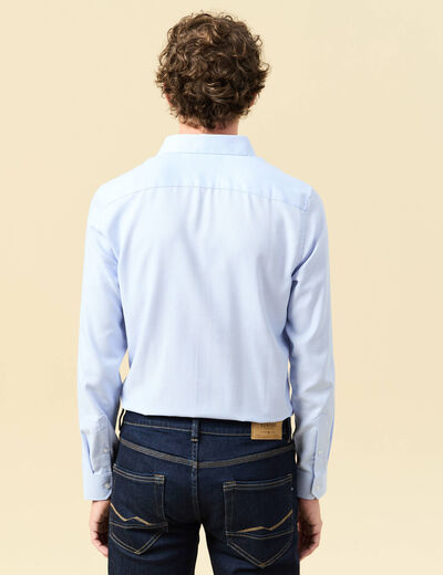 Chemise cintr&eacute;e manches longues bleu ciel homme