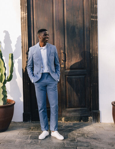Veste blazer cintré bleu foncé homme