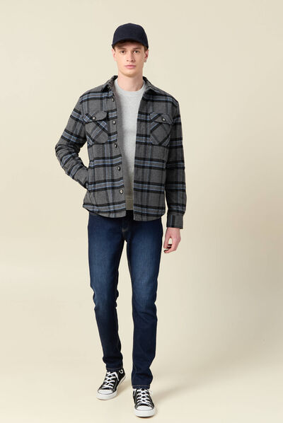 Veste surchemise droite bleu gris homme