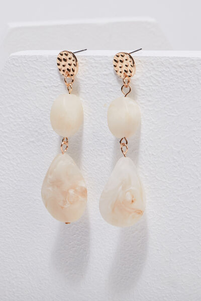 Boucles d'oreilles pendantes ecru femme