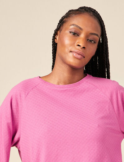 T-shirt manches longues rose framboise femme